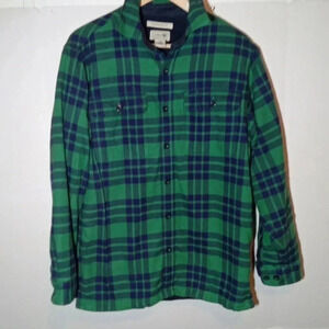 LL Bean men's green black Fleece button lumberjack skirt size small